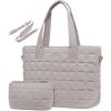 imageLOVEVOOK Tote Bag for Women Large Puffer Tote Bag with Zipper Quilted Light Work BagSandy