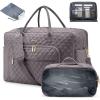 imageLOVEVOOK Travel Duffle Bag  Womens Weekender Carry On Overnight Laptop ampamp Gym Bag With ToiletryShoe Pocket Hospital Labor BagPurple Grey