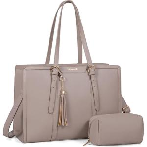 imageLOVEVOOK 156inch Canvas Laptop Tote with Clutch for Women  Lightweight Large Capacity for Work Travel SchoolCinnamon