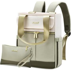 imageLOVEVOOK Backpack Purse for Women Convertible Mini Backpacks Tote for Teen Girls Small College Bookbag for Work School Travel 2pcs set BlackCreamBeigelight Green