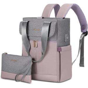 imageLOVEVOOK Backpack Purse for Women Convertible Mini Backpacks Tote for Teen Girls Small College Bookbag for Work School Travel 2pcs set BlackCreamLight Purplegrey