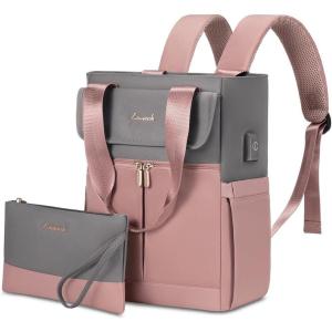 imageLOVEVOOK Backpack Purse for Women Convertible Mini Backpacks Tote for Teen Girls Small College Bookbag for Work School Travel 2pcs set BlackCreamPinkgrey