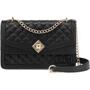 imageLOVEVOOK Crossbody Bags for Women Leather Quilted Shoulder Bag with Chain Strap Trendy Clutch Satchel Ladies Evening BagBlack