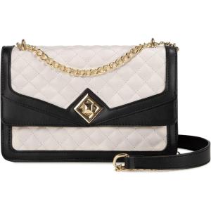 imageLOVEVOOK Crossbody Bags for Women Leather Quilted Shoulder Bag with Chain Strap Trendy Clutch Satchel Ladies Evening BagBlackwhite