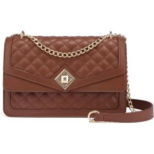 imageLOVEVOOK Crossbody Bags for Women Leather Quilted Shoulder Bag with Chain Strap Trendy Clutch Satchel Ladies Evening BagBrown
