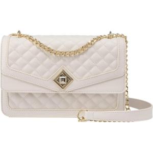 imageLOVEVOOK Crossbody Bags for Women Leather Quilted Shoulder Bag with Chain Strap Trendy Clutch Satchel Ladies Evening BagCream White