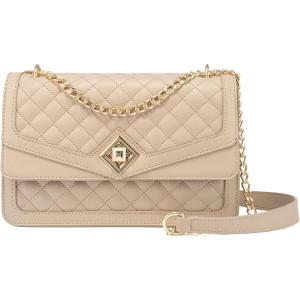 imageLOVEVOOK Crossbody Bags for Women Leather Quilted Shoulder Bag with Chain Strap Trendy Clutch Satchel Ladies Evening BagNudebeige