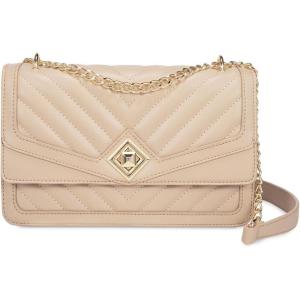 imageLOVEVOOK Crossbody Bags for Women Leather Quilted Shoulder Bag with Chain Strap Trendy Clutch Satchel Ladies Evening BagType VNudebeige