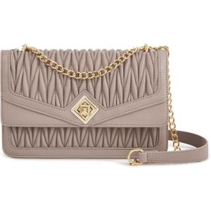 imageLOVEVOOK Crossbody Bags for Women Leather Quilted Shoulder Bag with Chain Strap Trendy Clutch Satchel Ladies Evening BagType XLight Beige