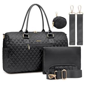 imageLOVEVOOK Diaper Bag Tote with Pacifier Case and Changing Pad Large Capacity Mommy Bag for Hospital and Weekender Travel Functional Baby Bag Newborn Baby Essential PinkBlack