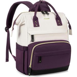 imageLOVEVOOK Laptop Backpack for Women 156 Inch Work Business Backpacks Purse With Large Capacity Waterproof Nurse Bag College Bookbag for School Waterproof Casual Daypack for TravelWhitedeep Purple