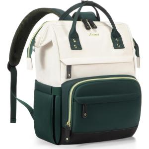 imageLOVEVOOK Laptop Backpack for Women 156 Inch Work Business Backpacks Purse With Large Capacity Waterproof Nurse Bag College Bookbag for School Waterproof Casual Daypack for TravelWhitegreenblack