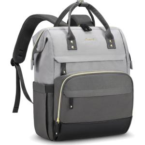 imageLOVEVOOK Laptop Backpack for Women 156 Inch Work Business Backpacks Purse With Large Capacity Waterproof Nurse Bag College Bookbag for School Waterproof Casual Daypack for TravelDark Graylight Gray