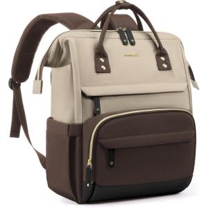 imageLOVEVOOK Laptop Backpack for Women 156 Inch Work Business Backpacks Purse With Large Capacity Waterproof Nurse Bag College Bookbag for School Waterproof Casual Daypack for TravelApricotcoffee