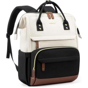 imageLOVEVOOK Laptop Backpack for Women 156 Inch Work Business Backpacks Purse With Large Capacity Waterproof Nurse Bag College Bookbag for School Waterproof Casual Daypack for TravelBeigeblack