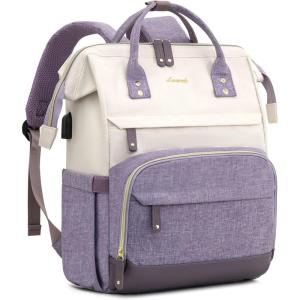 imageLOVEVOOK Laptop Backpack for Women 156 Inch Work Business Backpacks Purse With Large Capacity Waterproof Nurse Bag College Bookbag for School Waterproof Casual Daypack for TravelWhitepurple