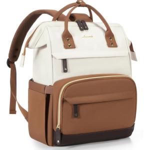 imageLOVEVOOK Laptop Backpack for Women 156 Inch Work Business Backpacks Purse With Large Capacity Waterproof Nurse Bag College Bookbag for School Waterproof Casual Daypack for TravelBeigebrown