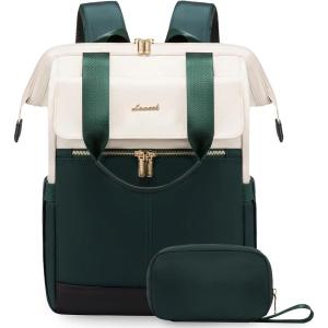 imageLOVEVOOK Laptop Backpack for Women 156 Inch Work Laptop Bag with USB Port Fashion Teacher Nurse Backpack Purse Waterproof Travel Computer Backpack with Organizer Bag 2PCS BeigeKhakiBeige Green