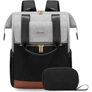 imageLOVEVOOK Laptop Backpack for Women 156 Inch Work Laptop Bag with USB Port Fashion Teacher Nurse Backpack Purse Waterproof Travel Computer Backpack with Organizer Bag 2PCS BeigeKhakiGrey  Black