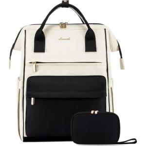 imageLOVEVOOK Laptop Backpack for Women 156 Inch Work Laptop Bag with USB Port Fashion Teacher Nurse Backpack Purse Waterproof Travel Computer Backpack with Organizer Bag 2PCS BeigeKhakiBeige  Black  B