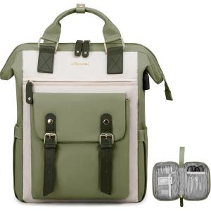 imageLOVEVOOK Laptop Backpack for Women Teacher Bag Work Backpack Purse Laptop Computer Back Pack Business Travel Backpack Nursing College School Bookbag 156 Inch BlackBeigeBrownLight Greenbeigeblack