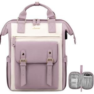 imageLOVEVOOK Laptop Backpack for Women Teacher Bag Work Backpack Purse Laptop Computer Back Pack Business Travel Backpack Nursing College School Bookbag 156 Inch BlackBeigeBrownLight Purplebeige