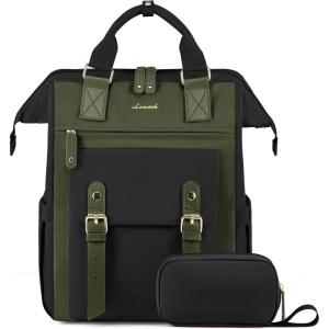 imageLOVEVOOK Laptop Backpack for Women Teacher Bag Work Backpack Purse Laptop Computer Back Pack Business Travel Backpack Nursing College School Bookbag 156 Inch BlackBeigeBrownBlackarmy Greenarmy Green