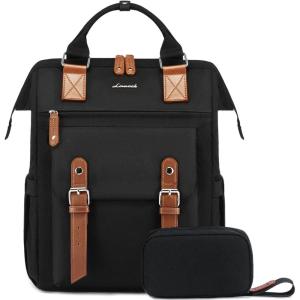 imageLOVEVOOK Laptop Backpack for Women Teacher Bag Work Backpack Purse Laptop Computer Back Pack Business Travel Backpack Nursing College School Bookbag 156 Inch BlackBeigeBrownBlackbrown Upgraded