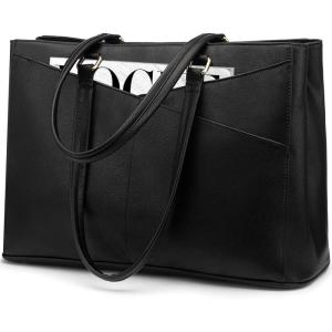 imageLOVEVOOK Laptop Tote Bag for Women 156 Inch Waterproof Leather Computer Bags Business Office Work Briefcase BlackBlack173inch