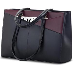 imageLOVEVOOK Laptop Tote Bag for Women 156 Inch Waterproof Leather Computer Bags Business Office Work Briefcase BlackBlackPurple