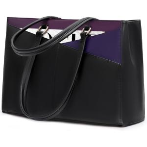 imageLOVEVOOK Laptop Tote Bag for Women 156 Inch Waterproof Leather Computer Bags Business Office Work Briefcase BlackBlackPurpleBlue