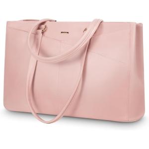 imageLOVEVOOK Laptop Tote Bag for Women 156 Inch Waterproof Leather Computer Bags Business Office Work Briefcase BlackBright Pink
