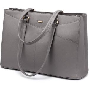 imageLOVEVOOK Laptop Tote Bag for Women 156 Inch Waterproof Leather Computer Bags Business Office Work Briefcase BlackGrey