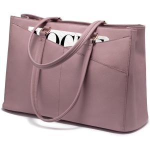imageLOVEVOOK Laptop Tote Bag for Women 156 Inch Waterproof Leather Computer Bags Business Office Work Briefcase BlackLight Purple