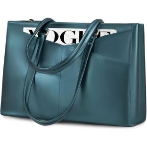 imageLOVEVOOK Laptop Tote Bag for Women 156 Inch Waterproof Leather Computer Bags Business Office Work Briefcase BlackPearl Green