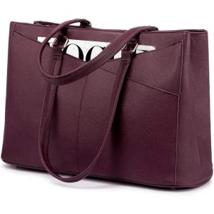 imageLOVEVOOK Laptop Tote Bag for Women 156 Inch Waterproof Leather Computer Bags Business Office Work Briefcase BlackPurple