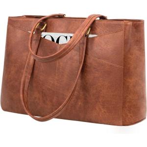 imageLOVEVOOK Laptop Tote Bag for Women 156 Inch Waterproof Leather Computer Bags Business Office Work Briefcase BlackVintage Brown