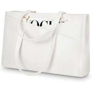 imageLOVEVOOK Laptop Tote Bag for Women 156 Inch Waterproof Leather Computer Bags Business Office Work Briefcase BlackWhite