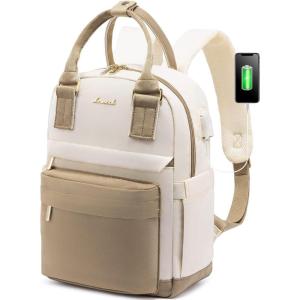 imageLOVEVOOK Mini Backpack for Women Stylish Waterproof Backpack Purse with USB Port Cute Bookbag for College School TravelKhaki  Beige