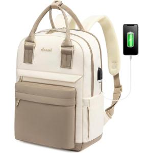 imageLOVEVOOK Mini Backpack for Women Stylish Waterproof Backpack Purse with USB Port Cute Bookbag for College School TravelKhaki  Beigeseparate Laptop Compartment