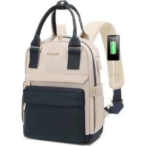 imageLOVEVOOK Mini Backpack for Women Stylish Waterproof Backpack Purse with USB Port Cute Bookbag for College School TravelNavy  Dark Apricot