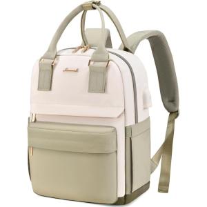 imageLOVEVOOK Mini Backpack for Women Stylish Waterproof Backpack Purse with USB Port Cute Bookbag for College School TravelOlive Green  Beige