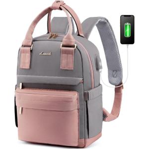 imageLOVEVOOK Mini Backpack for Women Stylish Waterproof Backpack Purse with USB Port Cute Bookbag for College School TravelPink  Grey