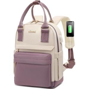 imageLOVEVOOK Mini Backpack for Women Stylish Waterproof Backpack Purse with USB Port Cute Bookbag for College School TravelPurple  Beige