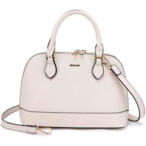 imageLOVEVOOK Purse for Women Small Crossbody Bags Classic Double Zip Top Handle Dome Satchel BagBeige