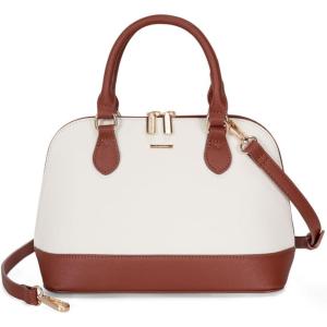 imageLOVEVOOK Purse for Women Small Crossbody Bags Classic Double Zip Top Handle Dome Satchel BagBeigebrown