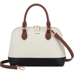 imageLOVEVOOK Purse for Women Small Crossbody Bags Classic Double Zip Top Handle Dome Satchel BagBlackBeigeBrown