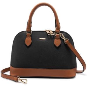 imageLOVEVOOK Purse for Women Small Crossbody Bags Classic Double Zip Top Handle Dome Satchel BagBlackBrown