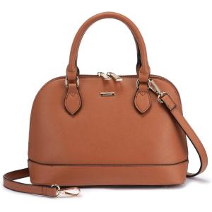 imageLOVEVOOK Purse for Women Small Crossbody Bags Classic Double Zip Top Handle Dome Satchel BagBrown