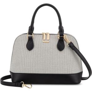 imageLOVEVOOK Purse for Women Small Crossbody Bags Classic Double Zip Top Handle Dome Satchel BagCanvasJacquard Black